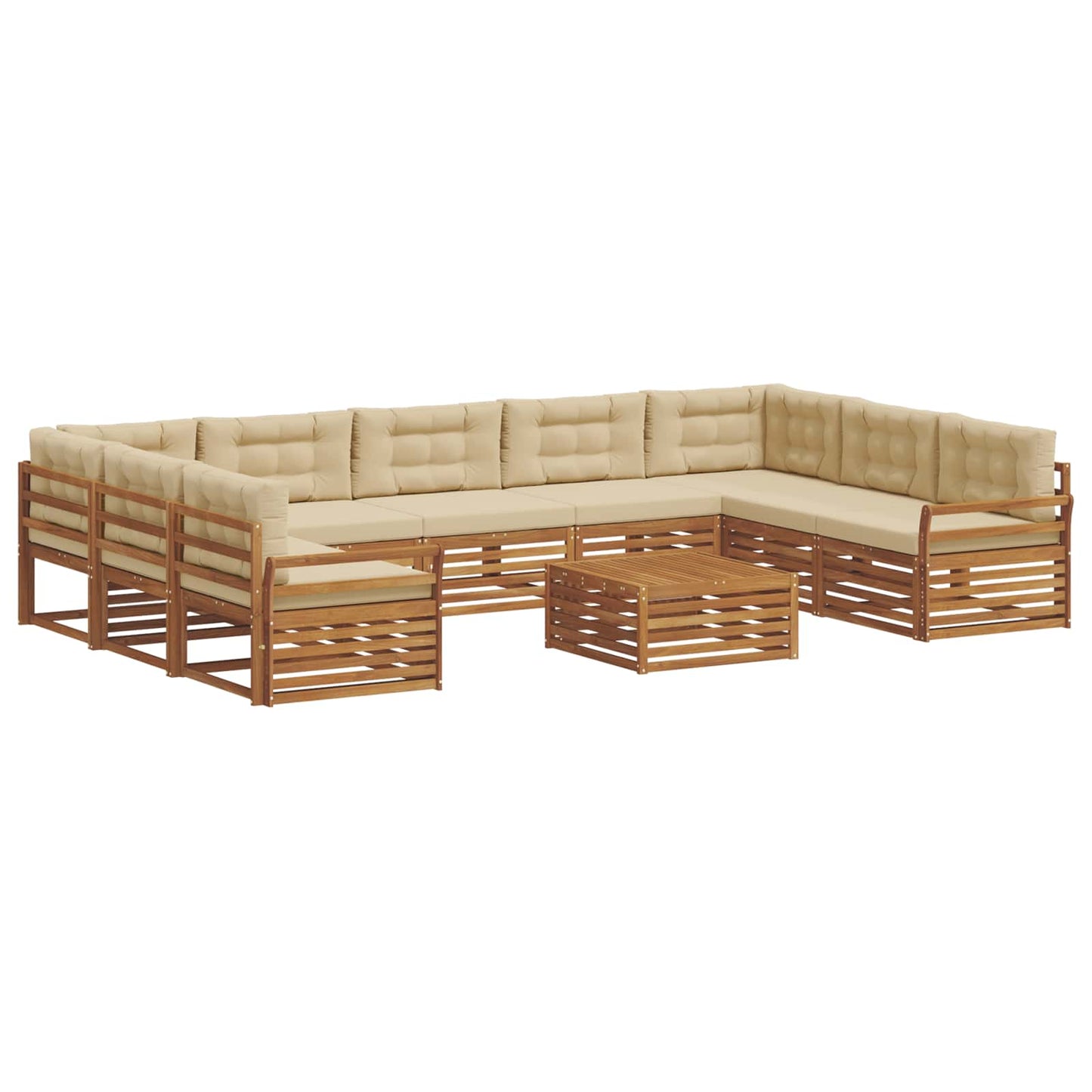 Set di divani da esterno con cuscino 10 pcs Naturale e Beige