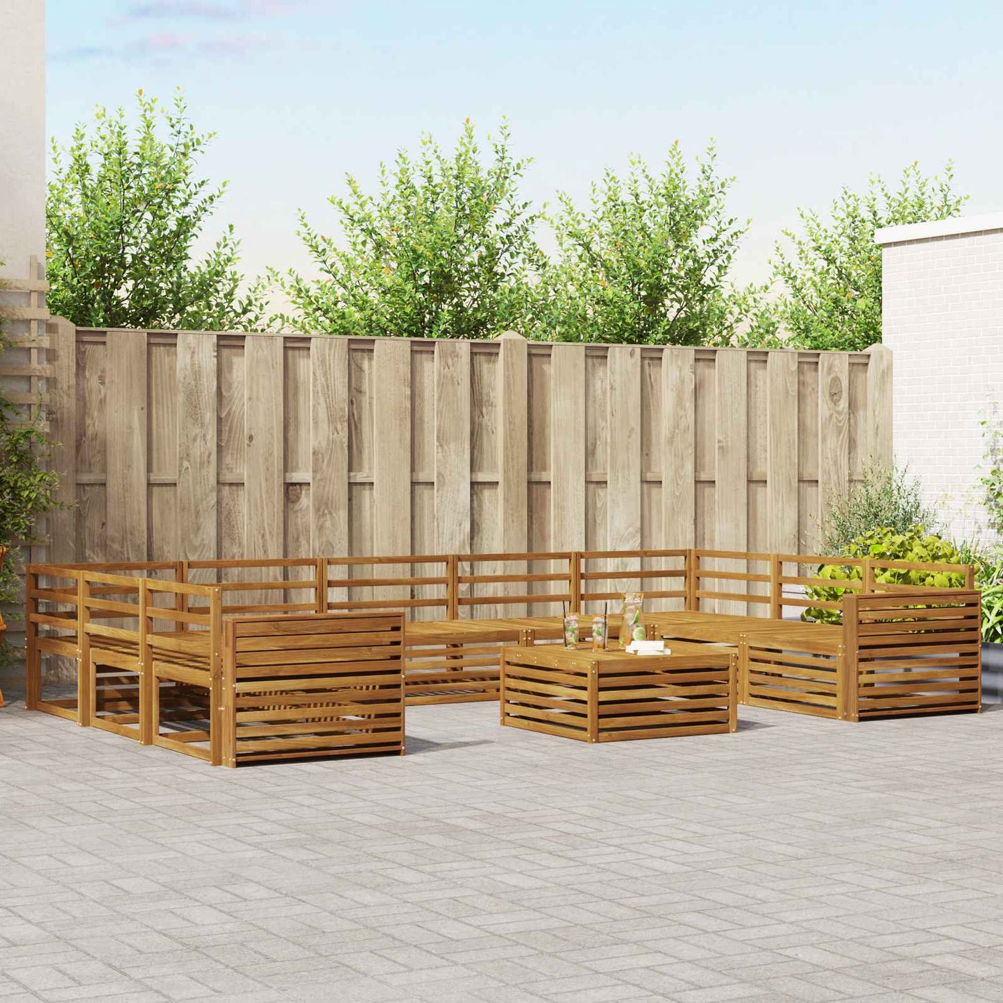 Set di divani da esterno 10 pcs Naturale