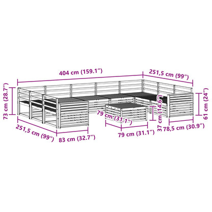 Set di divani da esterno 10 pcs Naturale | homemem39