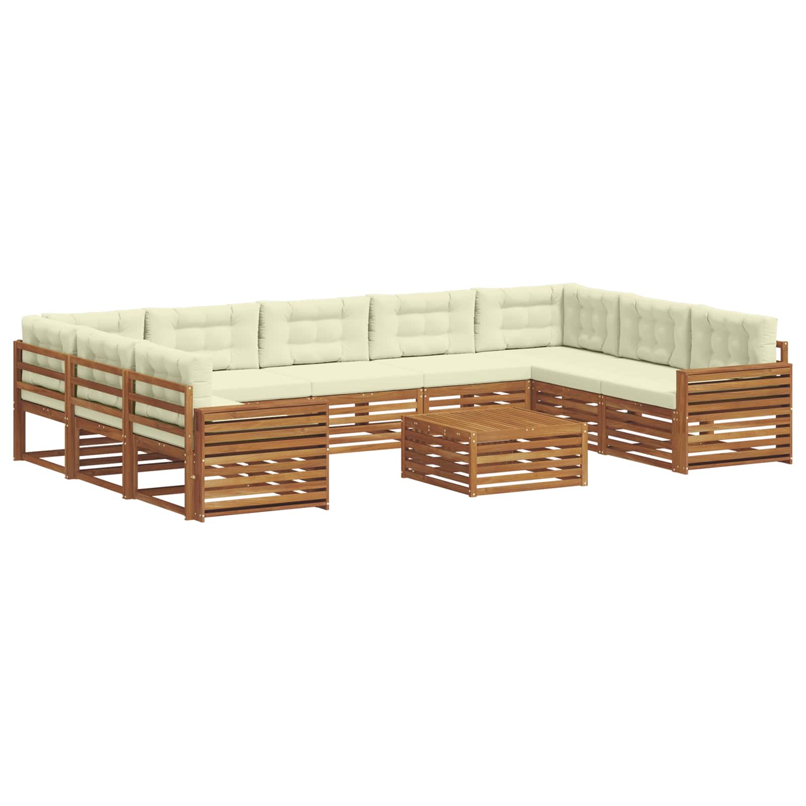 Set di divani da esterno con cuscino 10 pcs Naturale e Crema | homemem39