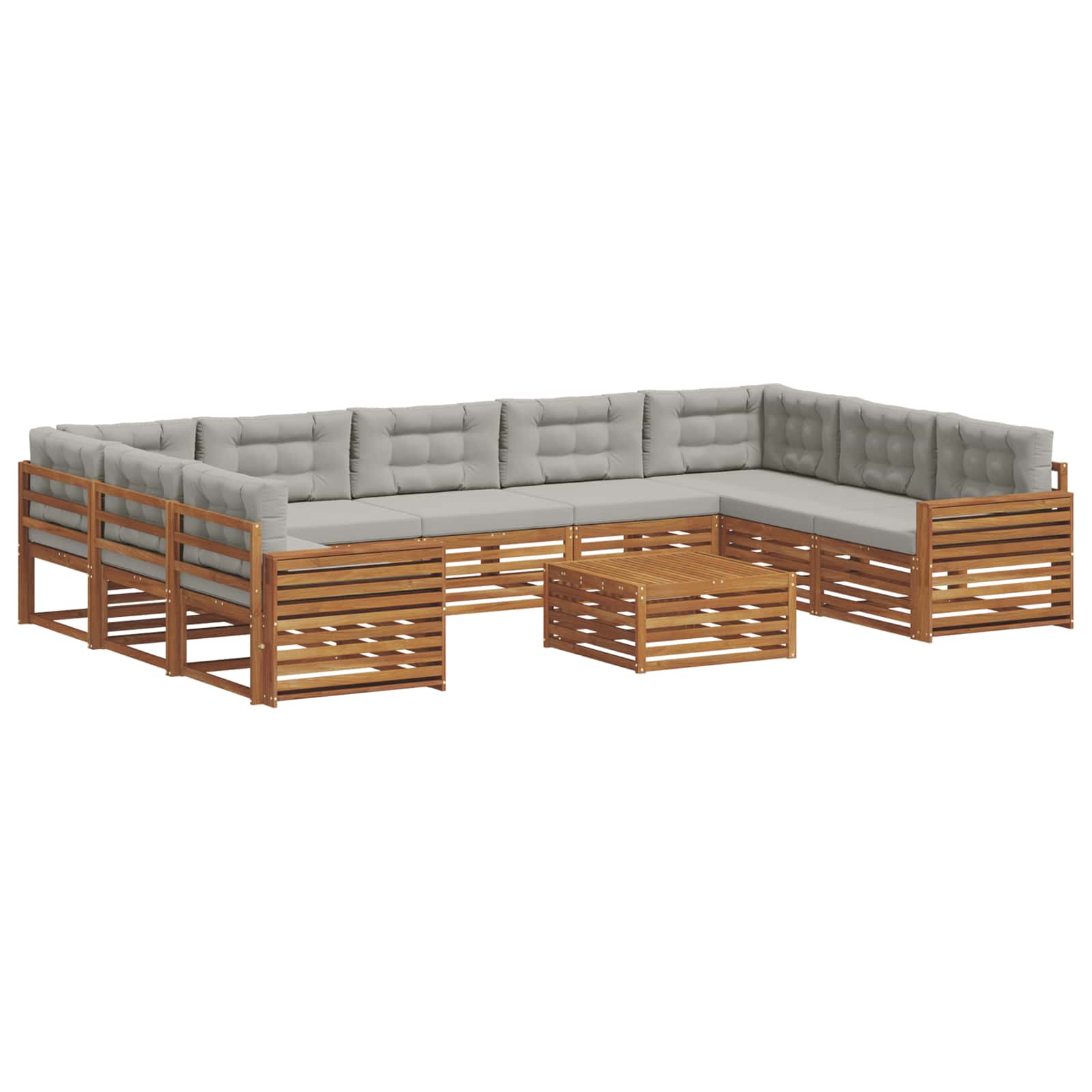 Set di divani da esterno 10 pcs Grigio Naturale e Chiaro | homemem39