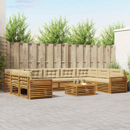 Set di divani da esterno con cuscino 10 pcs Naturale e Beige