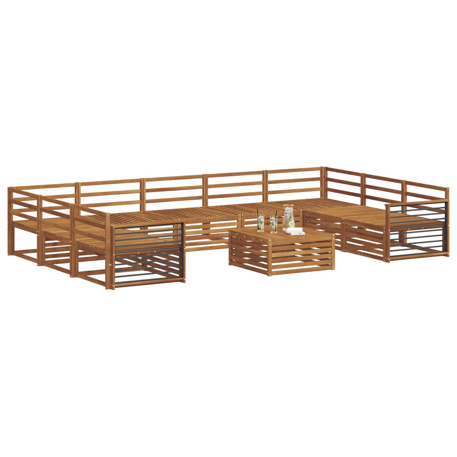 Set divani 10 pcs Naturale Legno di Acacia Massello | homemem39