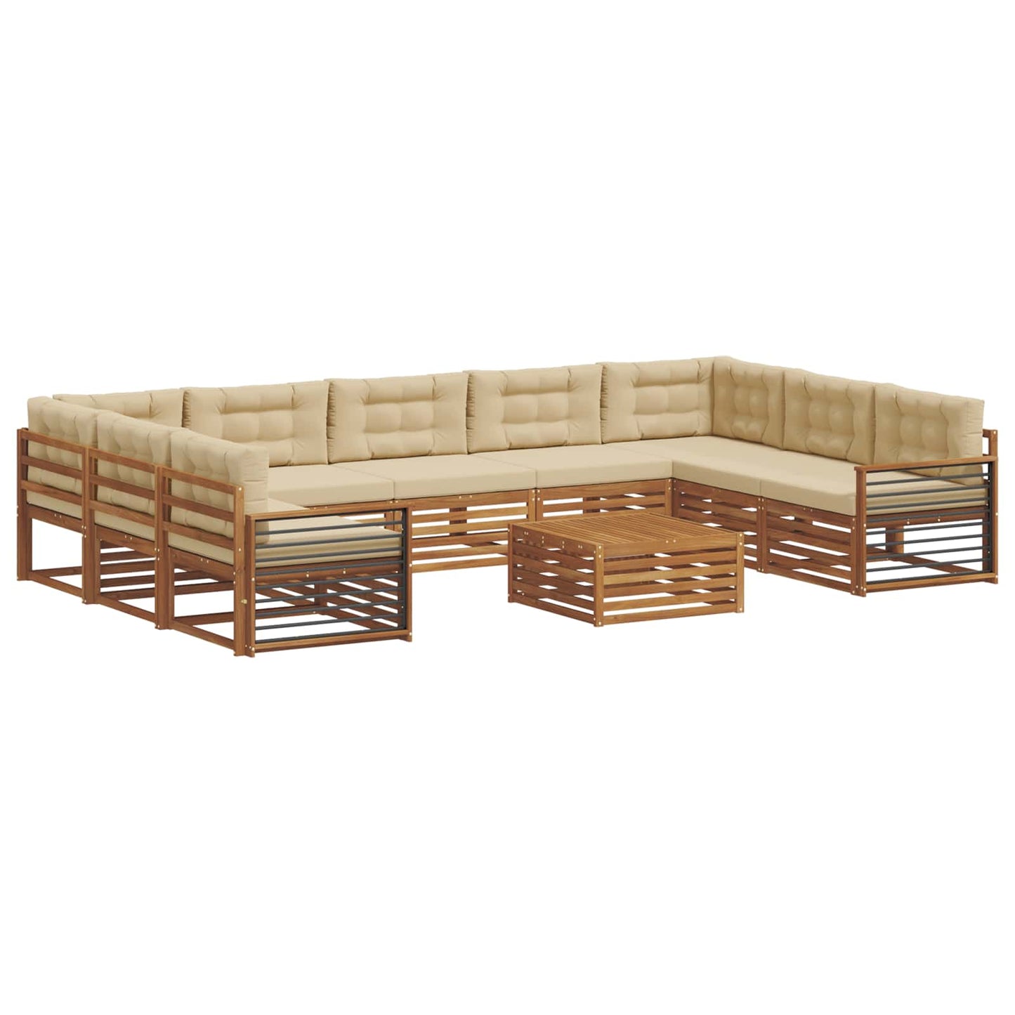 Set di divani da esterno con cuscino 10 pcs Naturale e Beige | homemem39