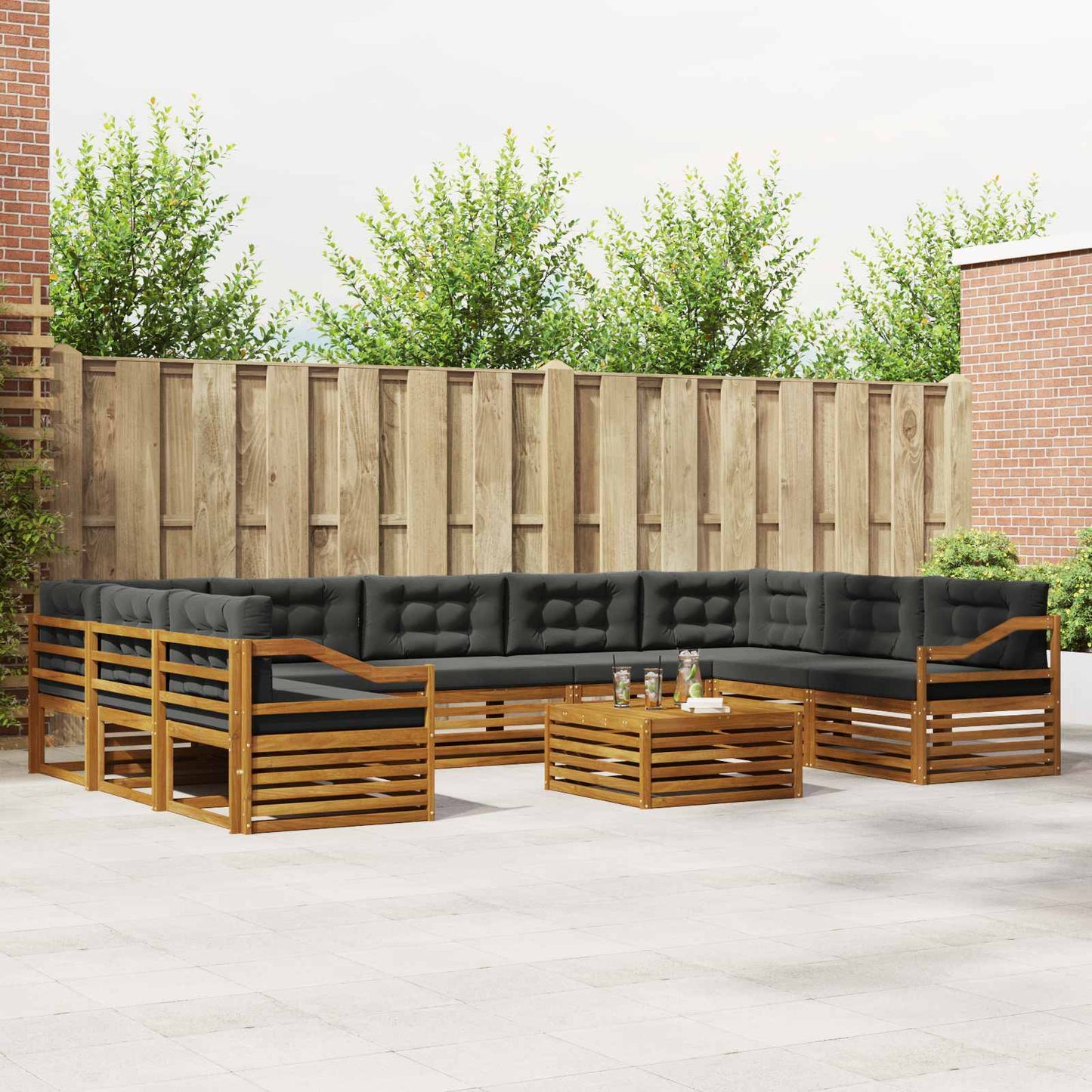 Set di divani da esterno 10 pcs Naturale e Antracite