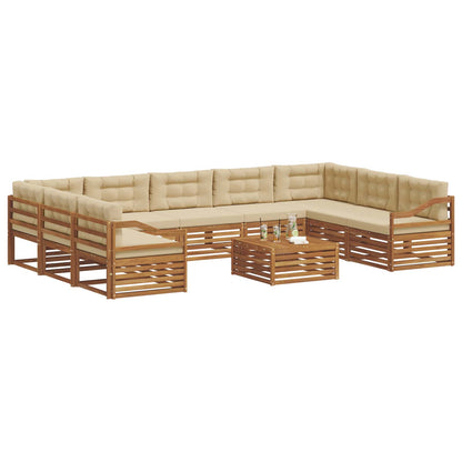 Set di divani da esterno con cuscino 10 pcs Naturale e Beige | homemem39