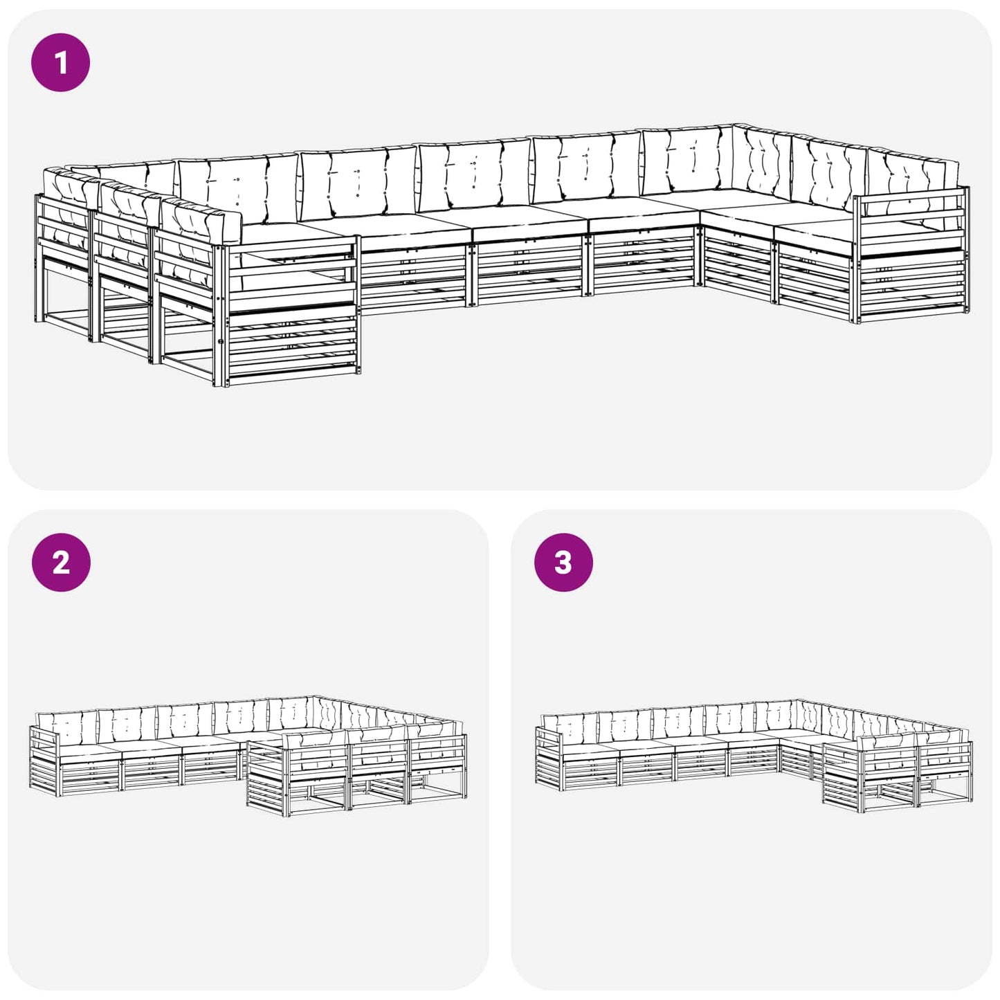 Set divani con cuscino 5 pcs Grigio Naturale e Chiaro | homemem39