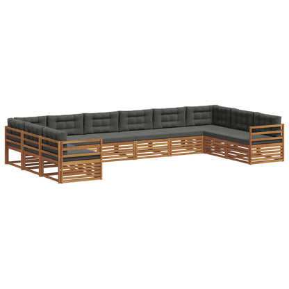 Set divani 6 pcs Naturale e Antracite Legno di Acacia Massello | homemem39