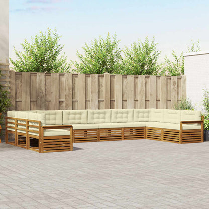 Set divani 8 pcs Naturale e Crema Legno di Acacia Massello