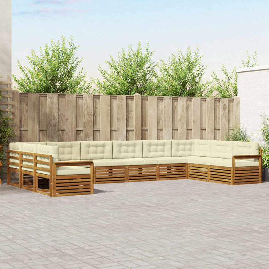 Set divani 8 pcs Naturale e Crema Legno di Acacia Massello