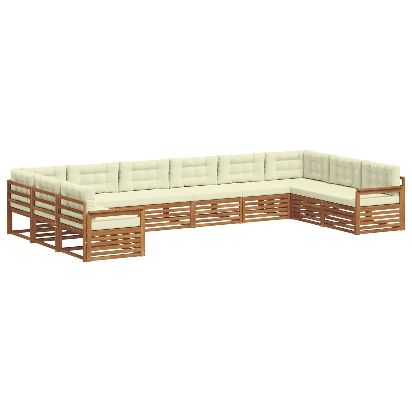 Set divani 8 pcs Naturale e Crema Legno di Acacia Massello