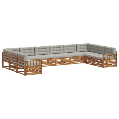 Set divani con cuscino 4 pcs Grigio Naturale e Chiaro