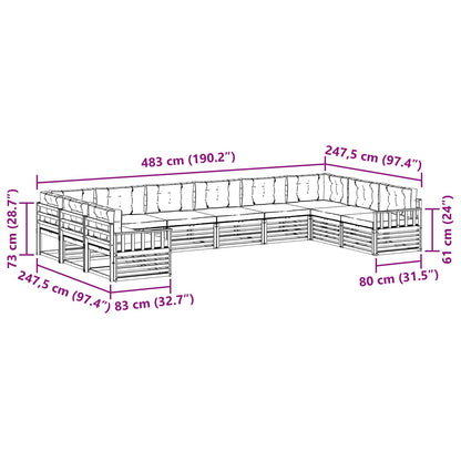 Set divani 5 pcs Naturale e Antracite Legno di Acacia Massello | homemem39