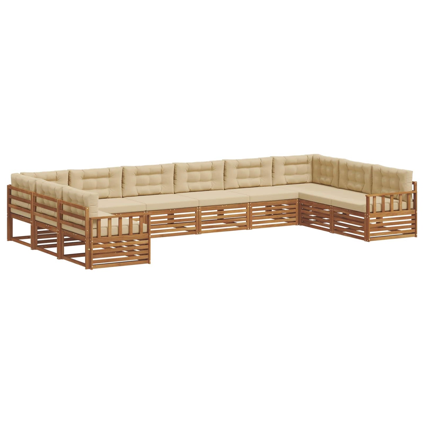Set divani 5 pcs Naturale e Beige Legno di Acacia Massello