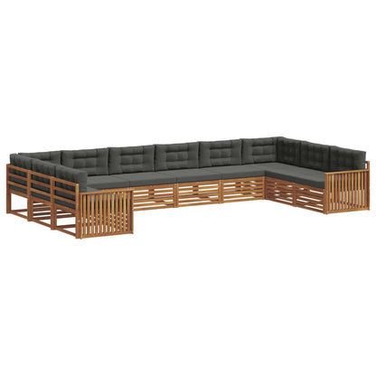 Set divani 7 pcs Naturale e Antracite Legno di Acacia Massello | homemem39