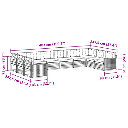 Set divani 7 pcs Naturale e Antracite Legno di Acacia Massello | homemem39