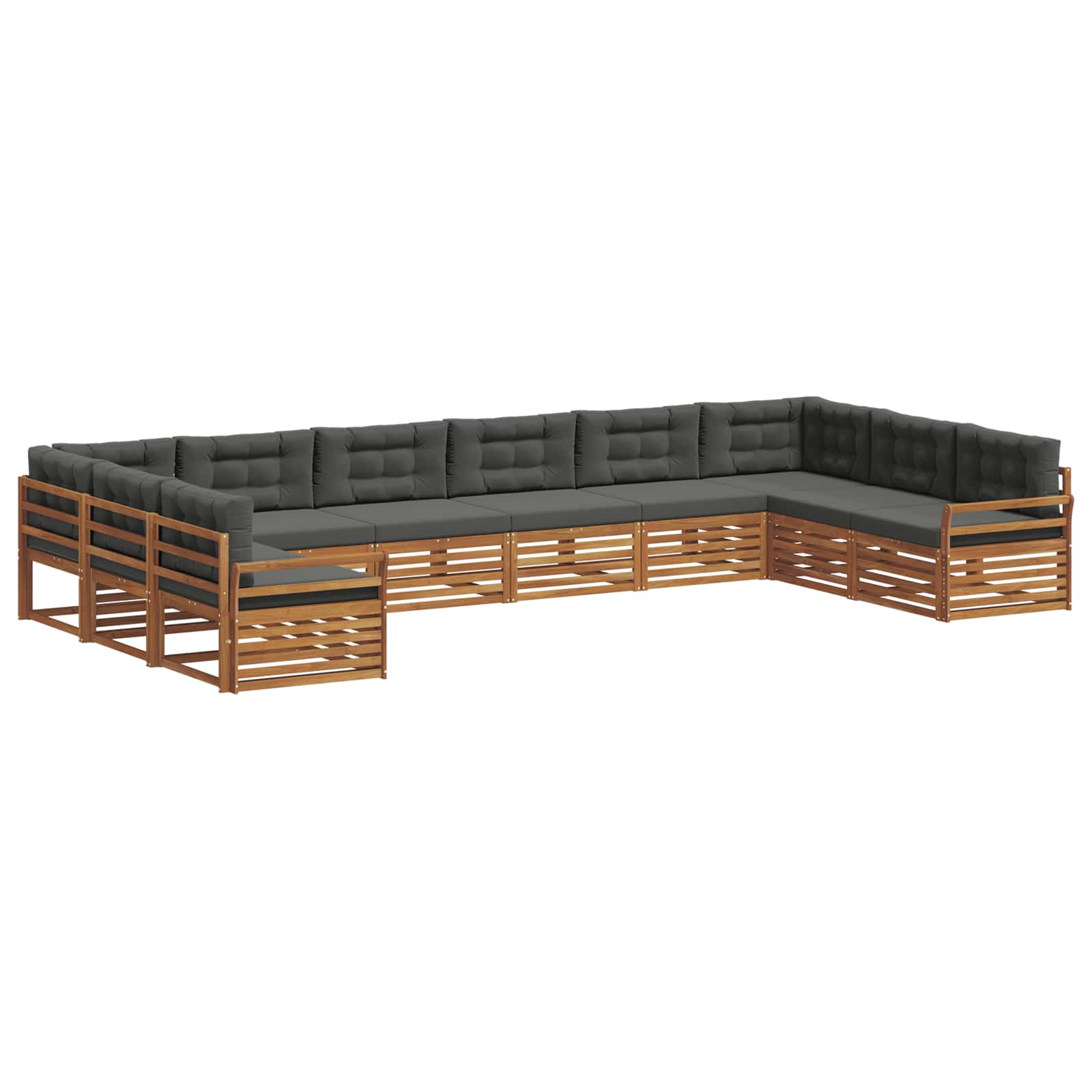 Set divani 7 pcs Naturale e Antracite Legno di Acacia Massello | homemem39