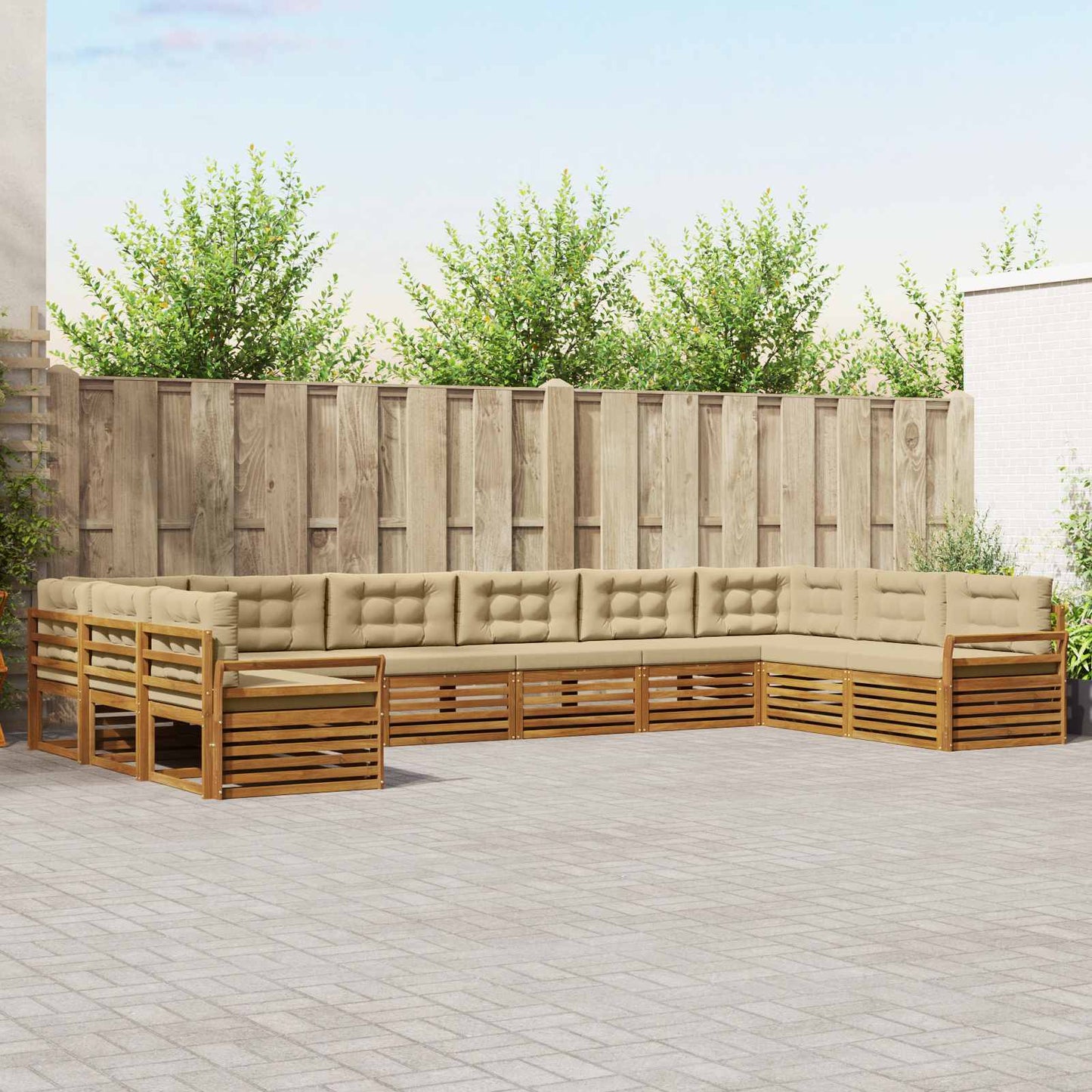 Set divani 8 pcs Naturale e Beige Legno di Acacia Massello | homemem39