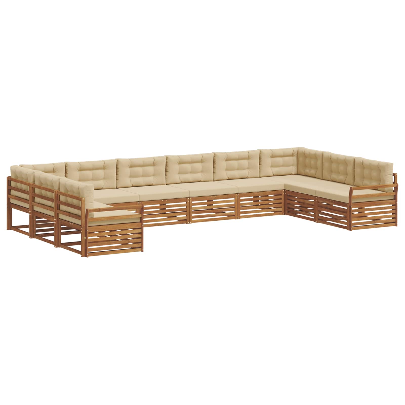 Set divani 8 pcs Naturale e Beige Legno di Acacia Massello | homemem39