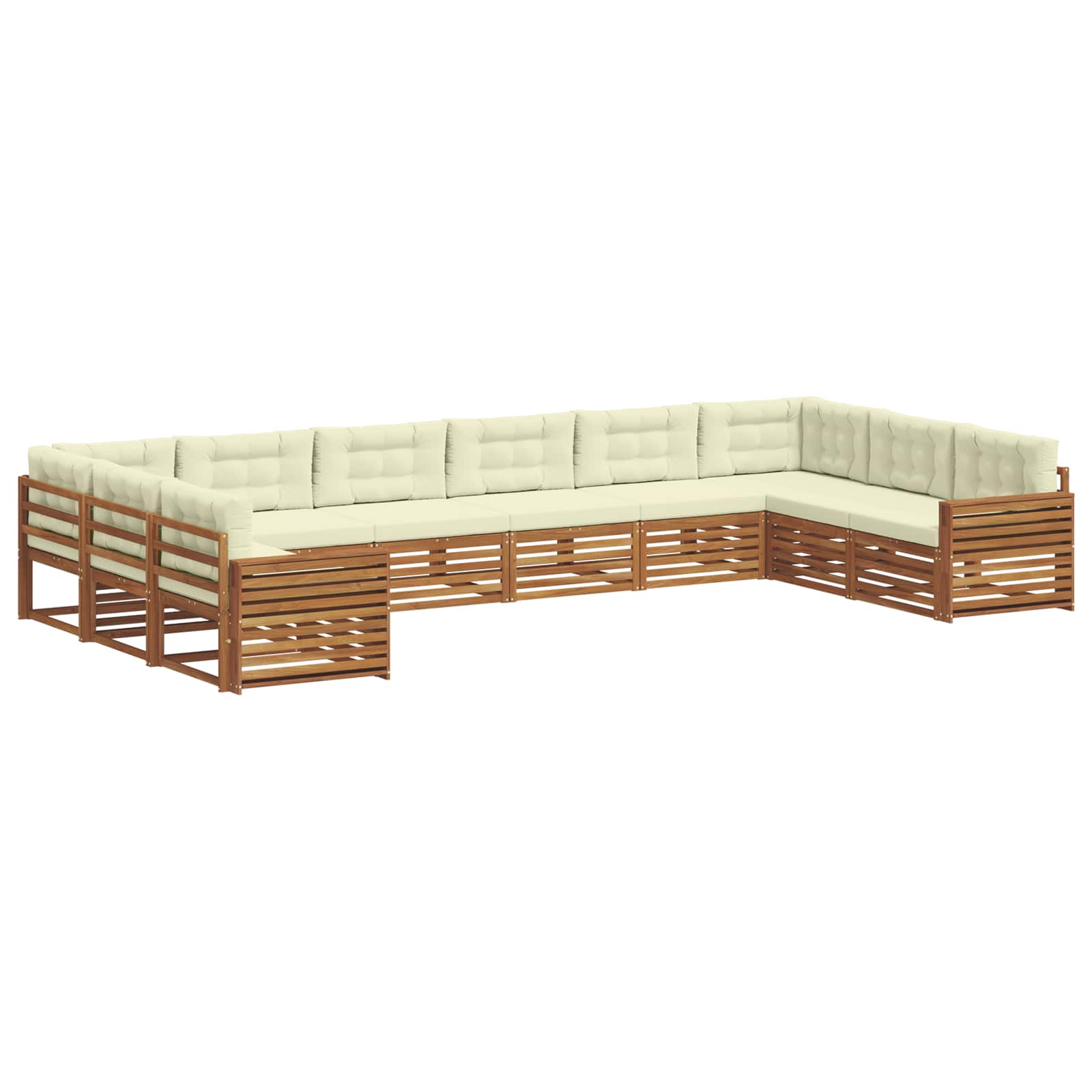 Set divani 8 pcs Naturale e Crema Legno di Acacia Massello | homemem39