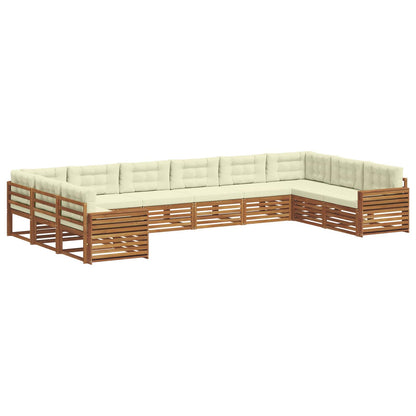 Set divani 8 pcs Naturale e Crema Legno di Acacia Massello | homemem39