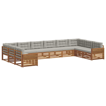 Set divani con cuscino 9 pcs Grigio Naturale e Chiaro | homemem39