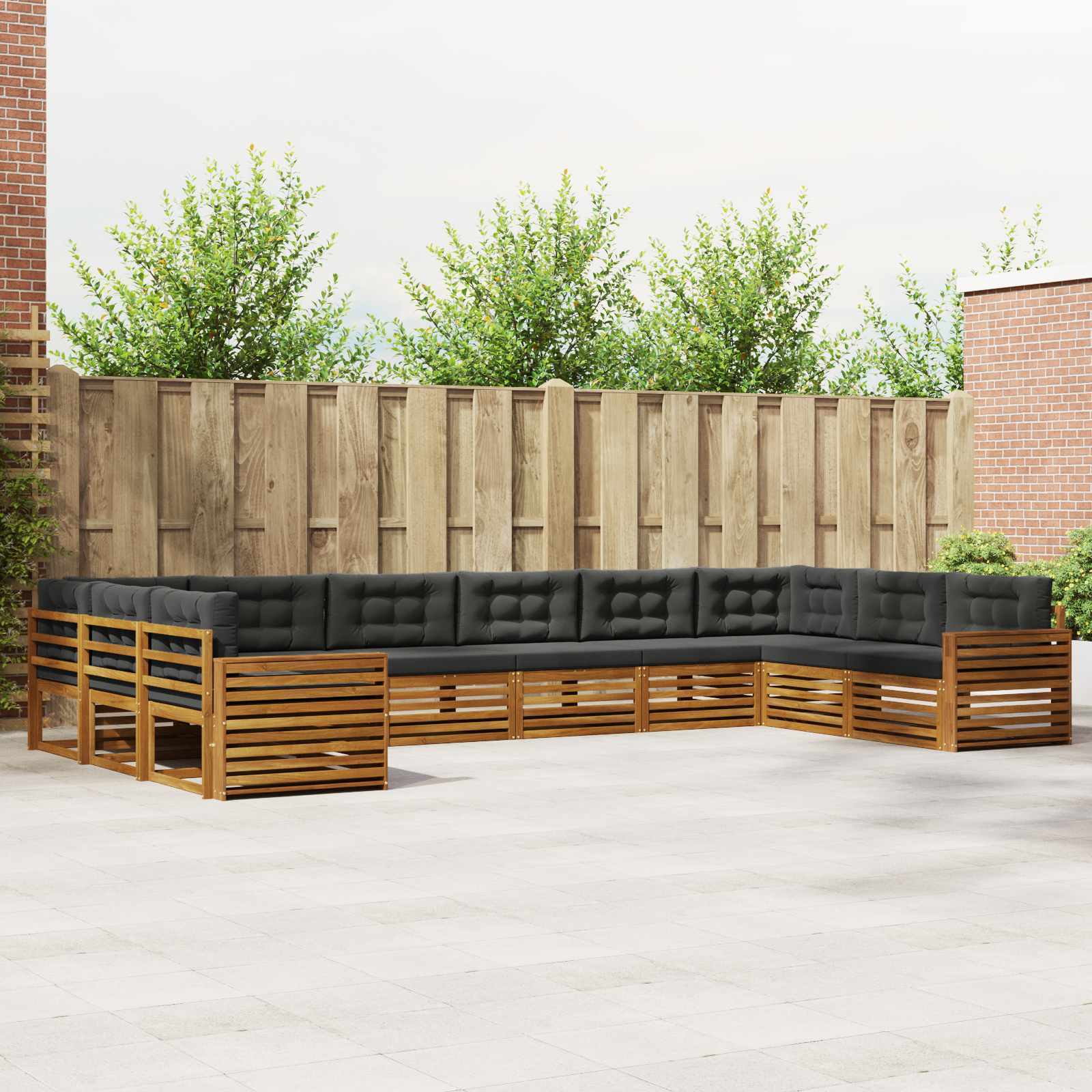 Set divani 6 pcs Naturale e Antracite Legno di Acacia Massello | homemem39