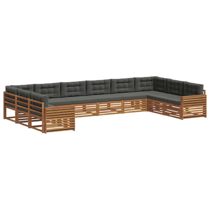 Set divani 6 pcs Naturale e Antracite Legno di Acacia Massello | homemem39