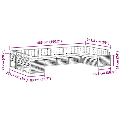 Set divani 6 pcs Naturale e Antracite Legno di Acacia Massello | homemem39