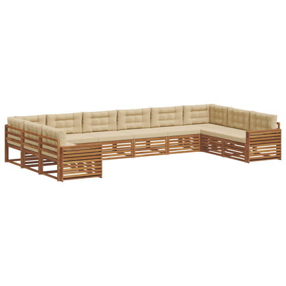 Set divani 7 pcs Naturale e Beige Legno di Acacia Massello | homemem39