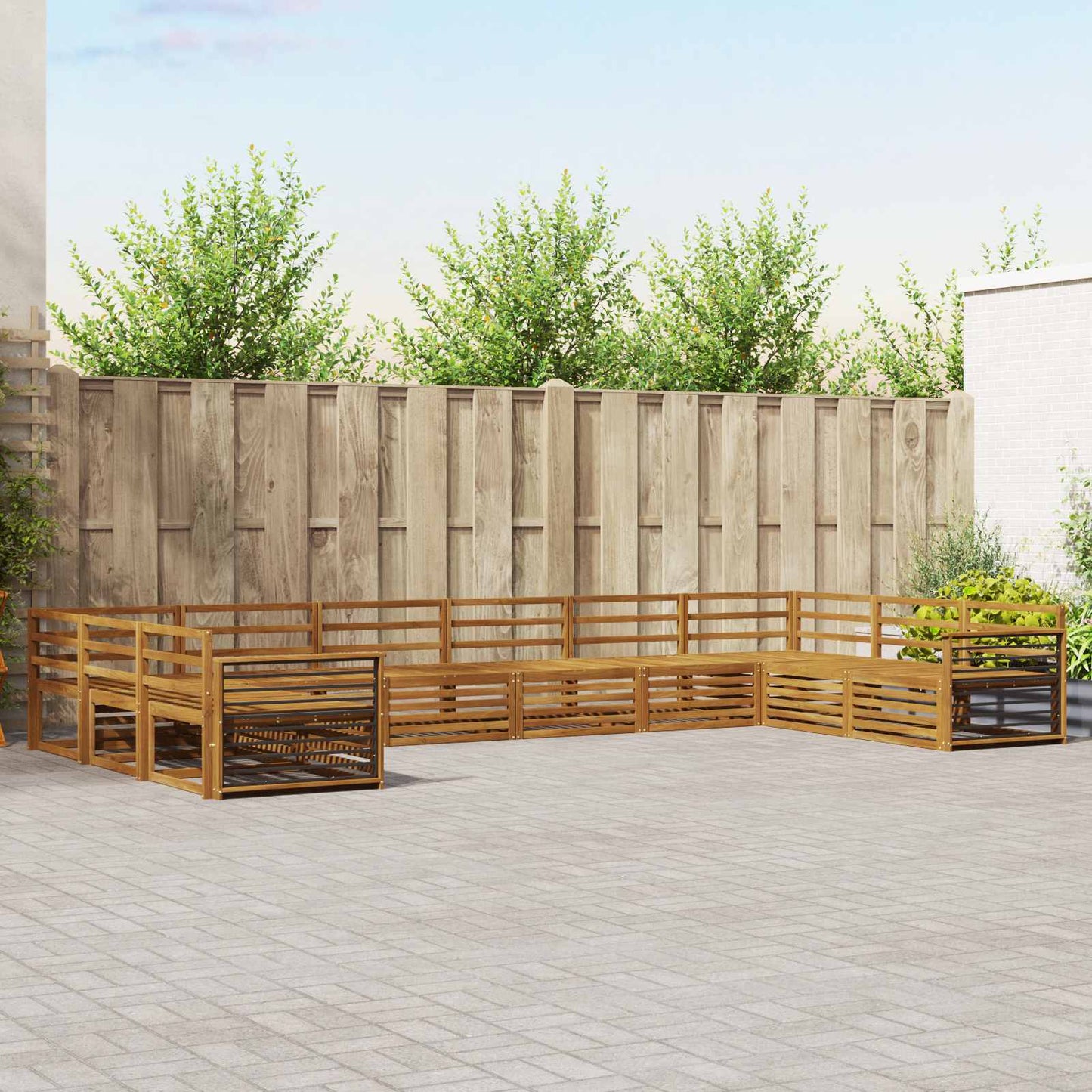 Set divani 10 pcs Naturale Legno di Acacia Massello