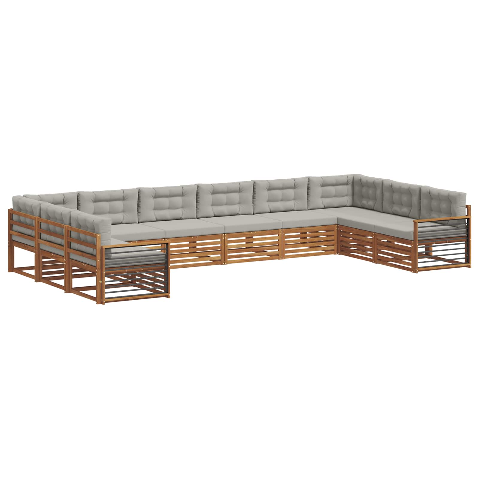 Set divani con cuscino 10 pcs Grigio Naturale e Chiaro | homemem39