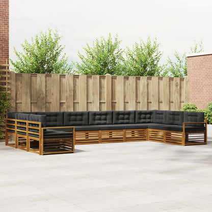 Set divani 11 pcs Naturale e Antracite Legno di Acacia Massello | homemem39