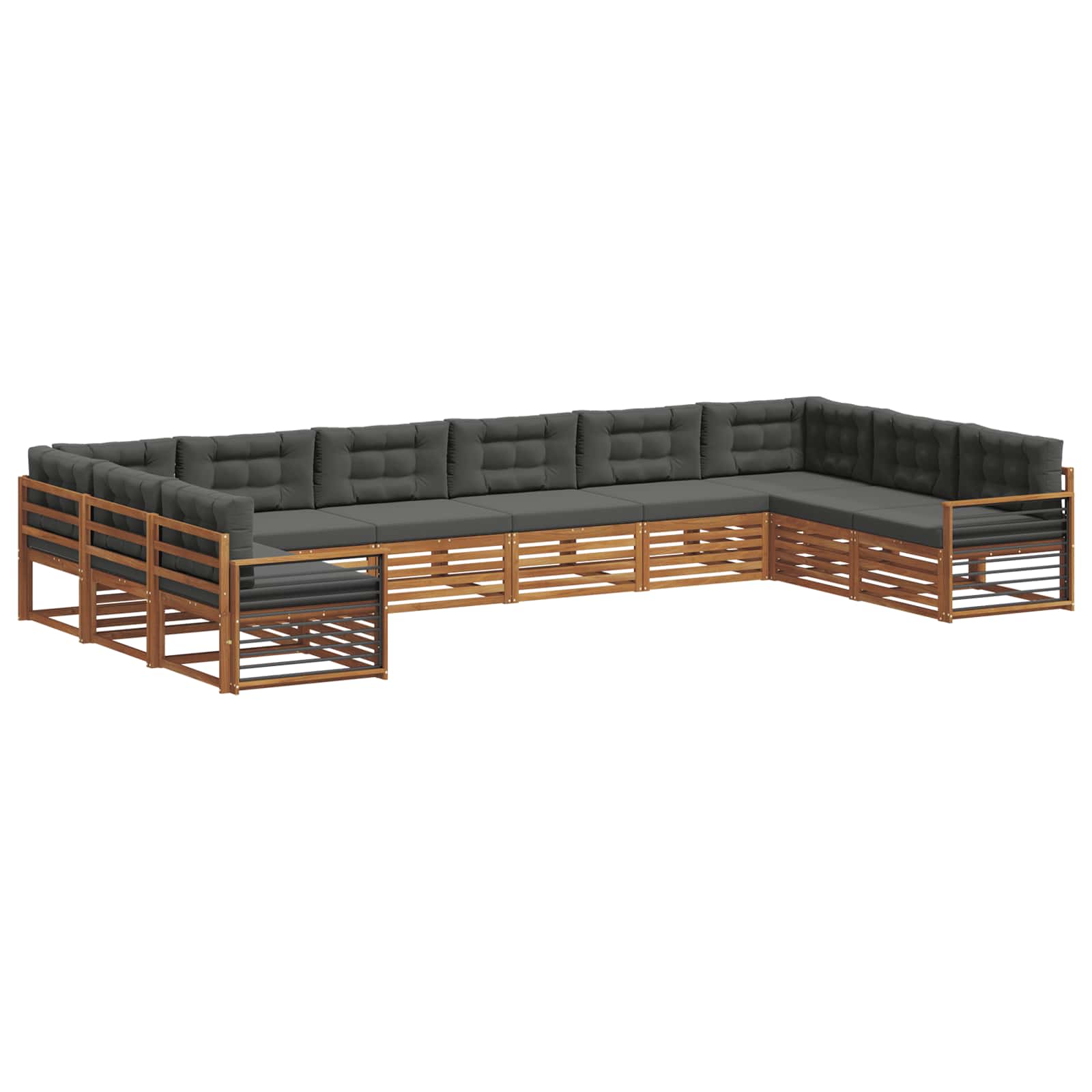 Set divani 11 pcs Naturale e Antracite Legno di Acacia Massello | homemem39