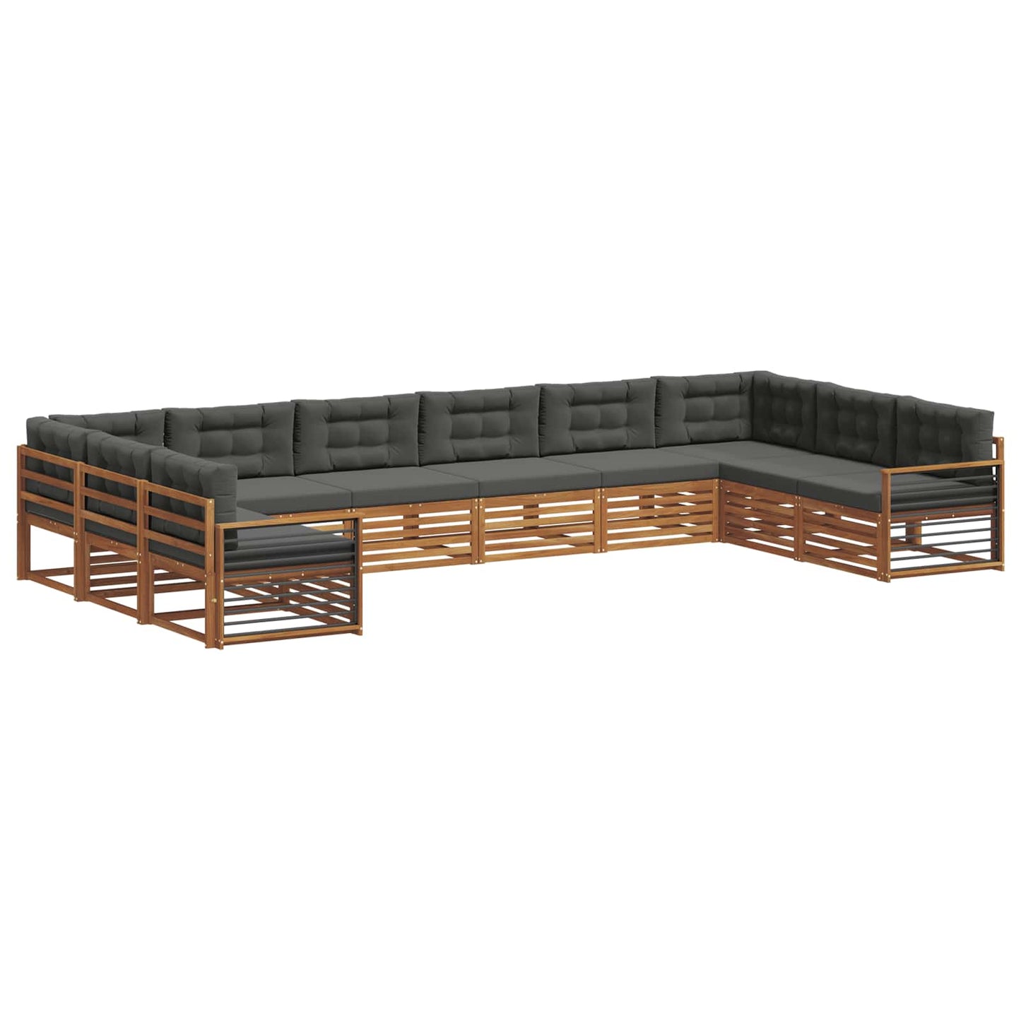 Set divani 11 pcs Naturale e Antracite Legno di Acacia Massello