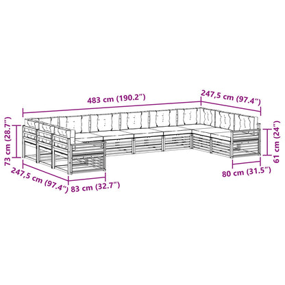 Set divani 11 pcs Naturale e Antracite Legno di Acacia Massello | homemem39