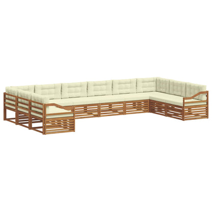 Set divani 10 pcs Naturale e Crema Legno di Acacia Massello