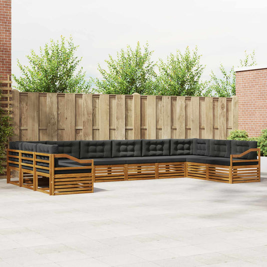 Set divani 10 pcs Naturale e Antracite Legno di Acacia Massello | homemem39