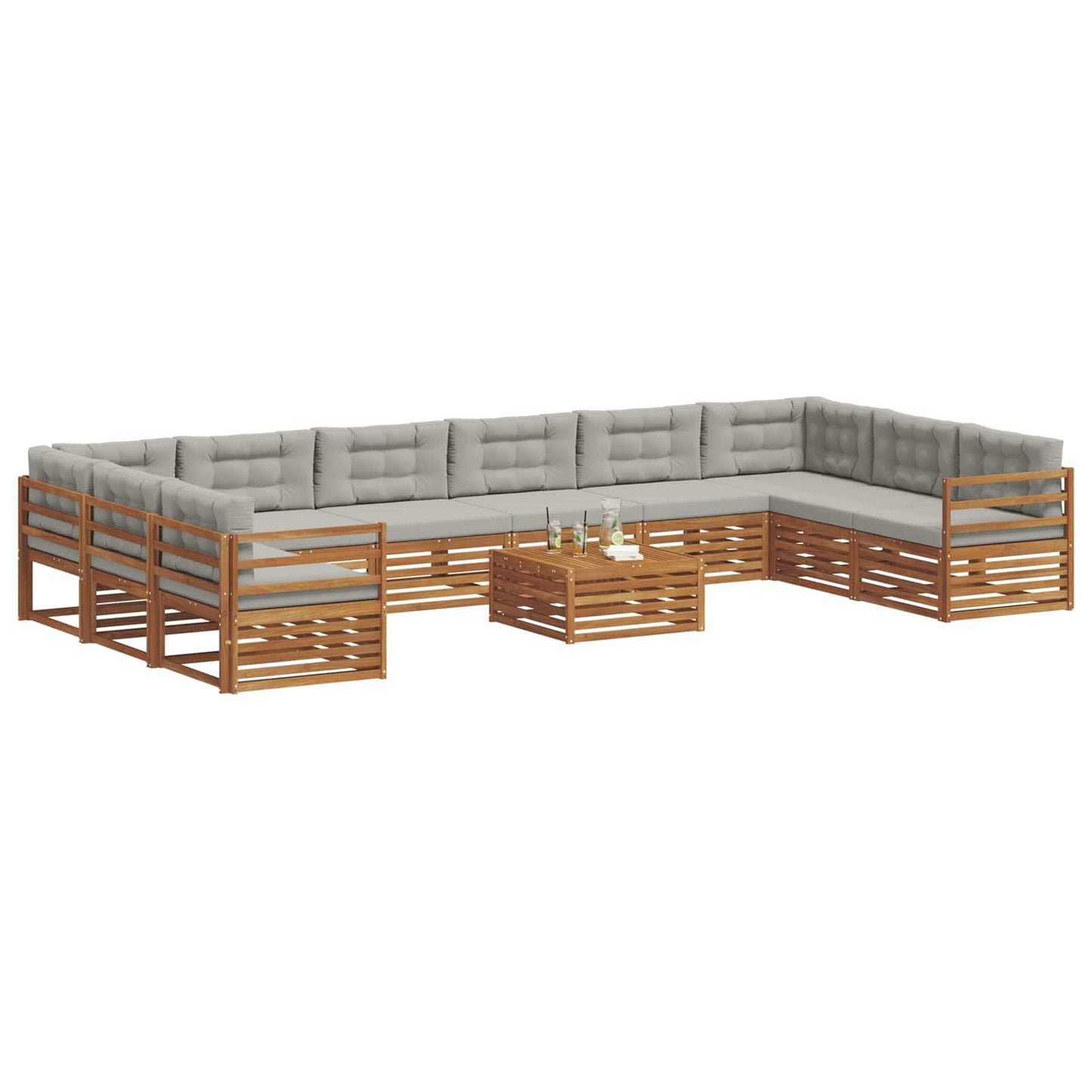 Set divani con cuscino 11 pcs Grigio Naturale e Chiaro | homemem39