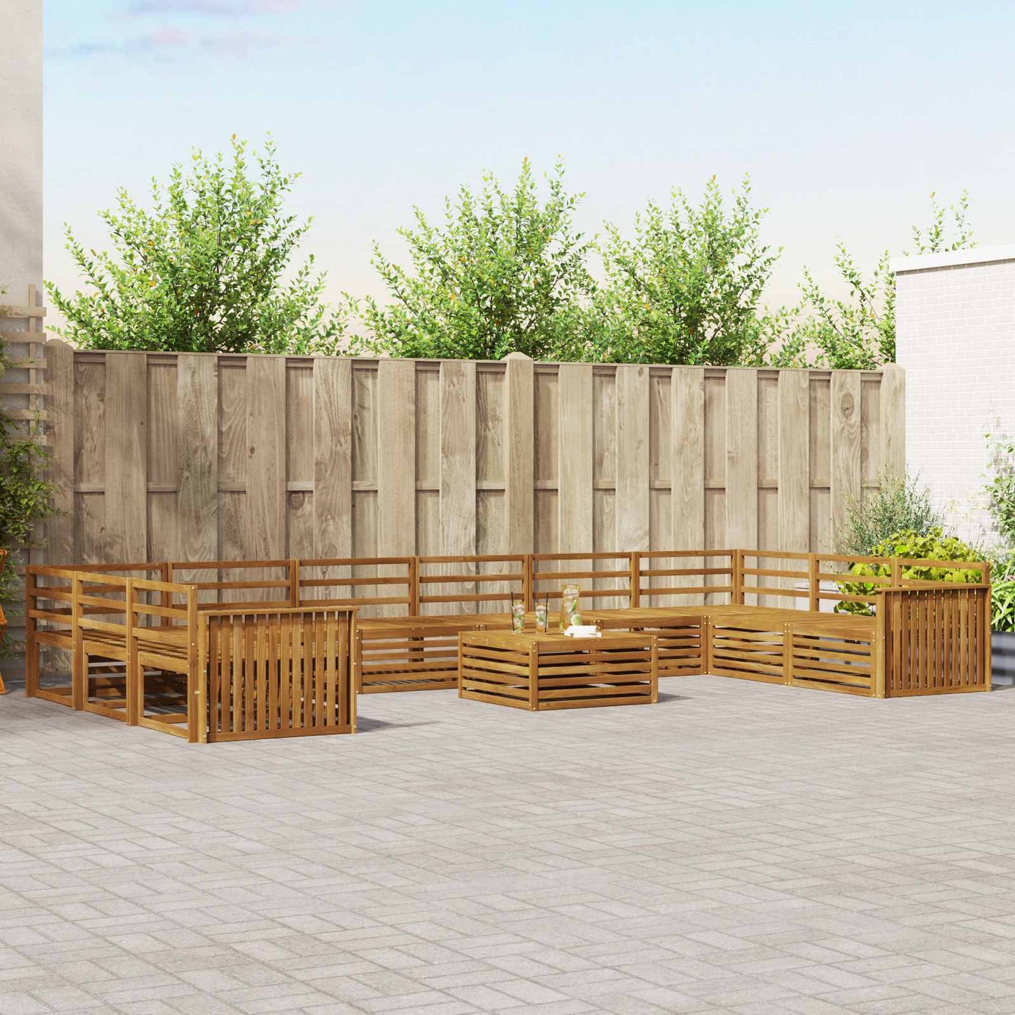 Set divani 11 pcs Naturale Legno di Acacia Massello