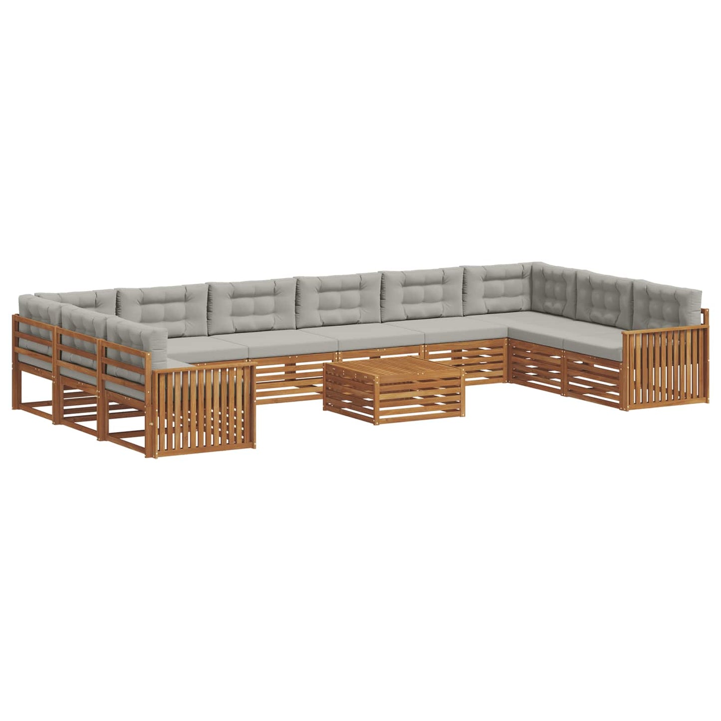 Set divani con cuscino 11 pcs Grigio Naturale e Chiaro | homemem39
