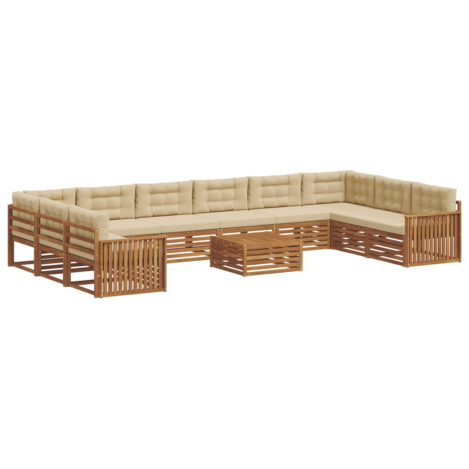 Set divani 11 pcs Naturale e Beige Legno di Acacia Massello | homemem39