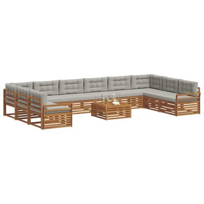 Set divani con cuscino 11 pcs Grigio Naturale e Chiaro | homemem39