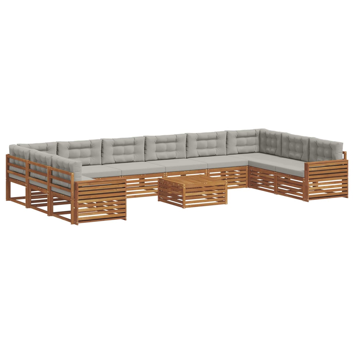 Set divani con cuscino 11 pcs Grigio Naturale e Chiaro | homemem39