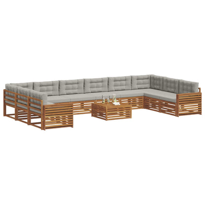 Set divani con cuscino 11 pcs Grigio Naturale e Chiaro | homemem39