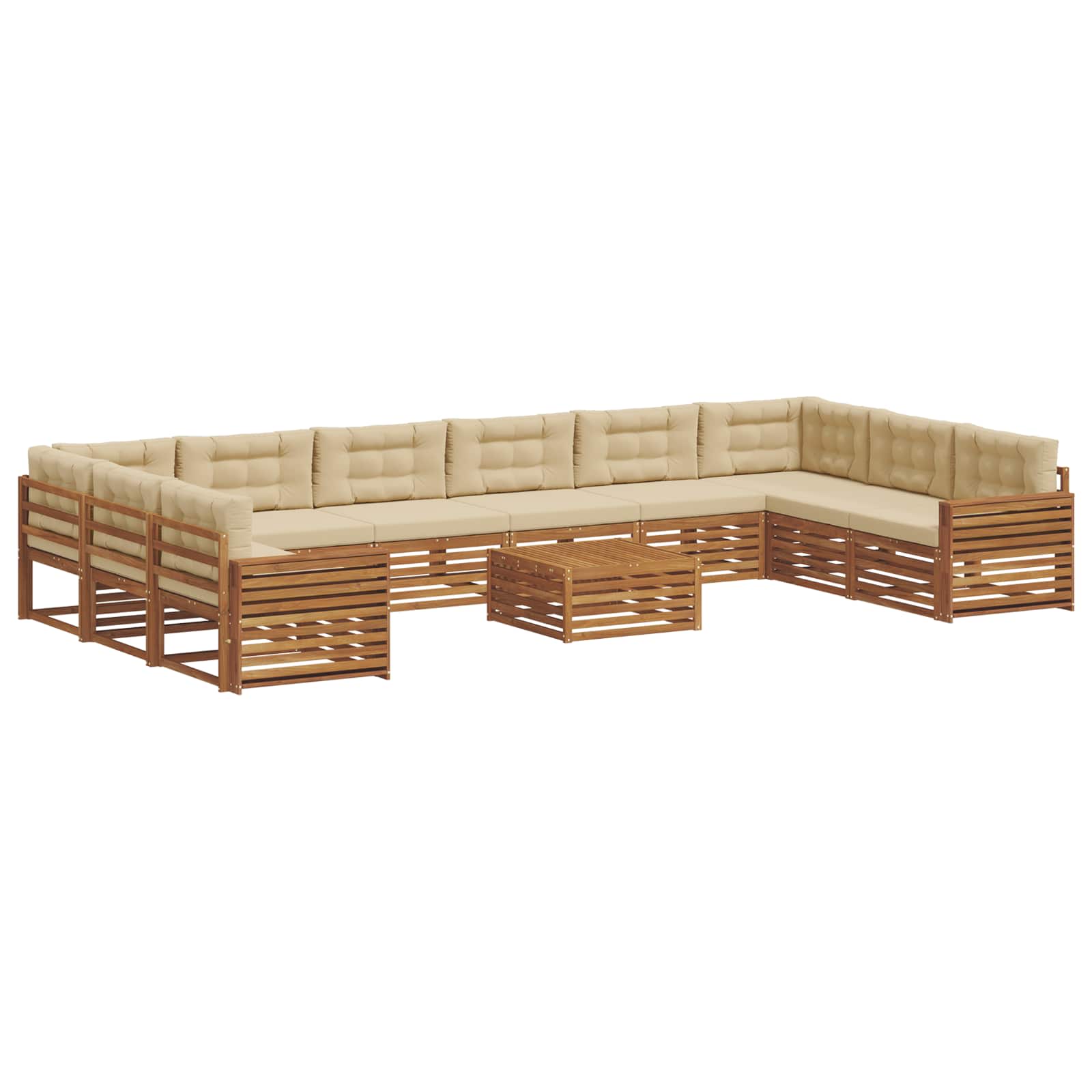 Set divani 11 pcs Naturale e Beige Legno di Acacia Massello | homemem39