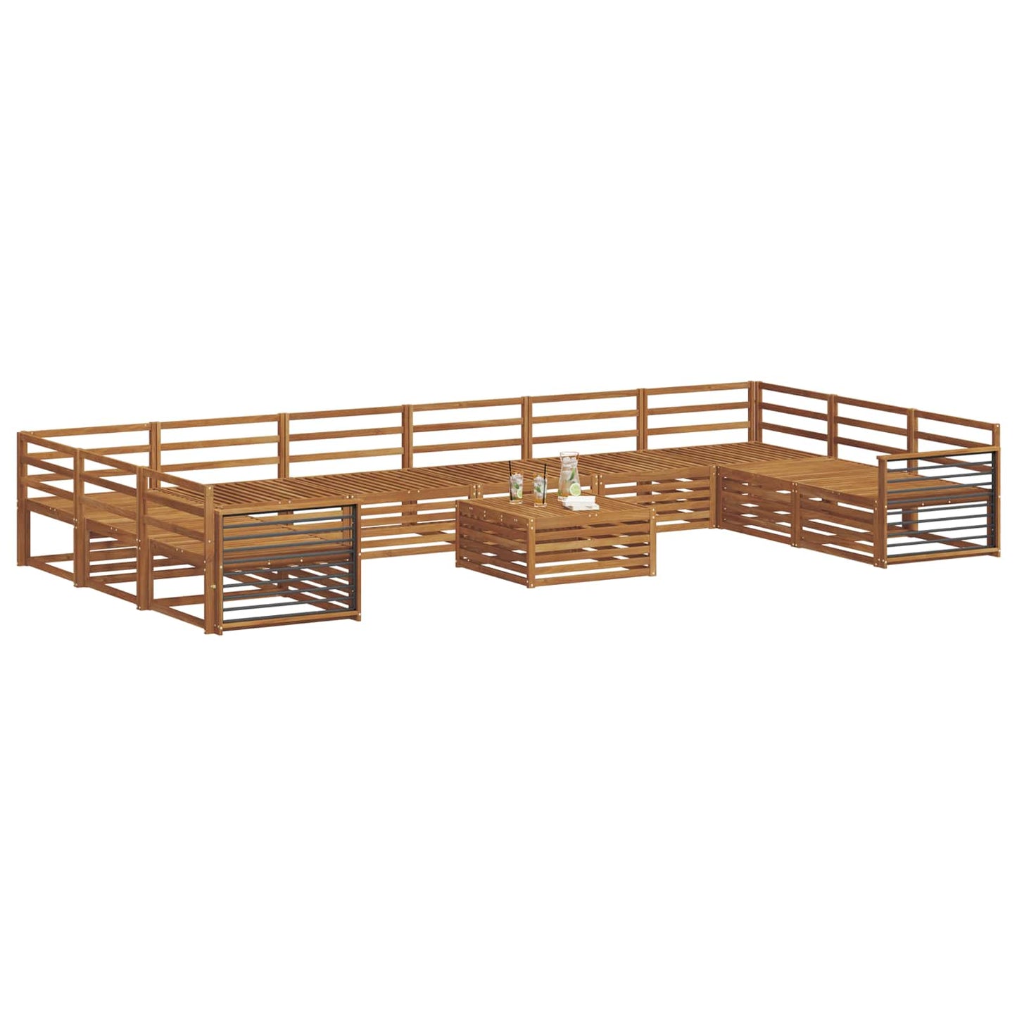 Set divani 11 pcs Naturale Legno di Acacia Massello