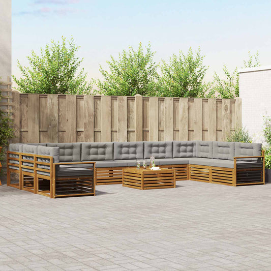Set divani 11 pz Grigio Naturale e Chiaro