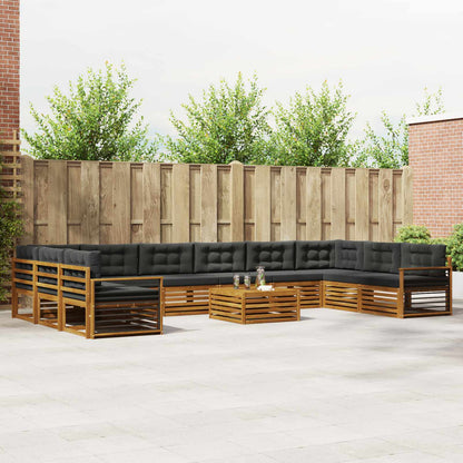 Set divani 11 pcs Naturale e Antracite Legno di Acacia Massello