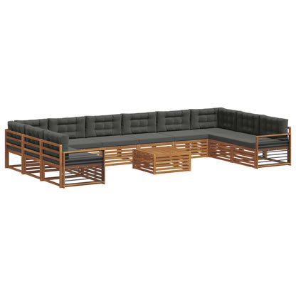 Set divani 11 pcs Naturale e Antracite Legno di Acacia Massello